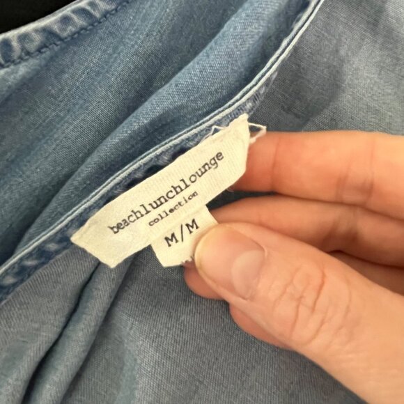 Beach Lunch Lounge Open Back Sleeveless Chambray‎ Romper Size Medium - Picture 8 of 10